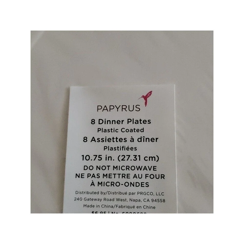 Papyrus Home dinner plates 8 x 2 packages + 20 beverage napkins x 2 packages